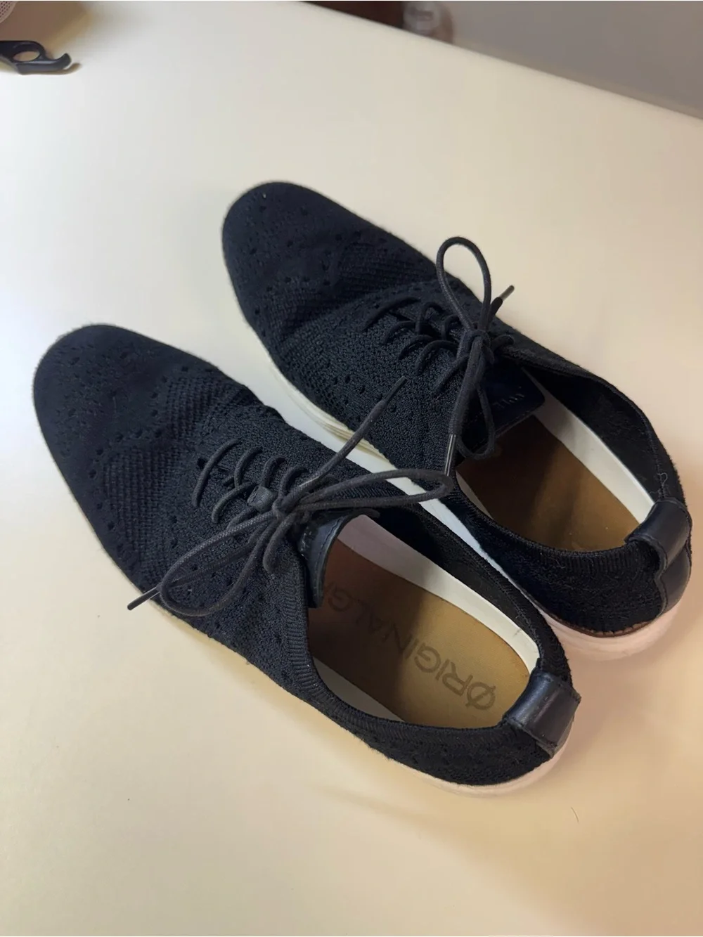 Cole Haan Black Knit Lace-Up Slip-On Sneakers